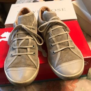 Puma, suede sneakers, beige, leather inside, Size 10 medium but run small.